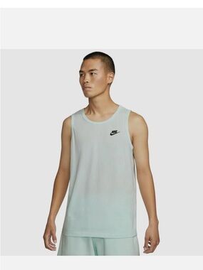 Nike Men's Mint Green Tank Top with Black Swoosh